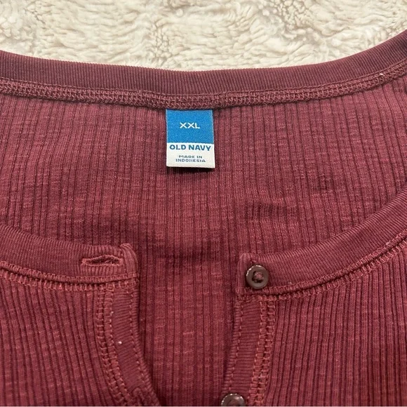 Old Navy - Maroon Ribbed Long Sleeve Long Sleeve 3/4 Sleeve Henley XXL - Picture 7 of 9